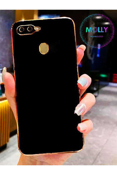 Molly Technology Huawei P Smart 2018 İçin Siyah Kenarları Gold Detaylı Lüks S...