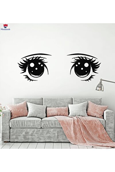 Modatools Güzellik Salonu Duvar Sticker Kawai Anime Manga Gözler Kirpik Genç ...