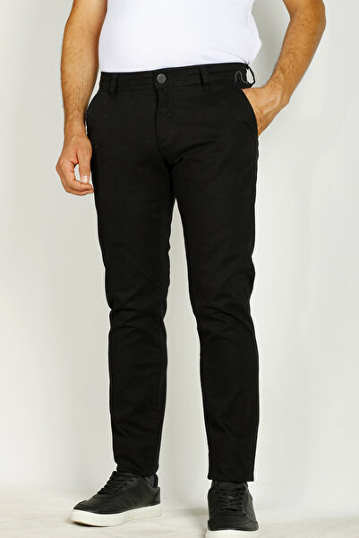NCS Men's Black Side Pocket Slim Fit Dobby Chino Fabric Trousers Jeans 2194
