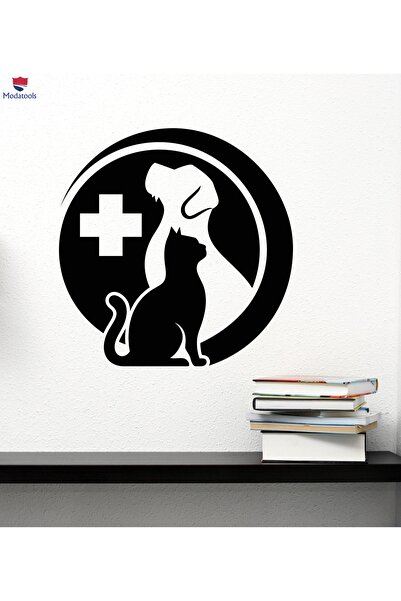 Modatools Cam Dekorasyon Duvar Sticker Veteriner Servis Kliniği Pet Shop Kedi...