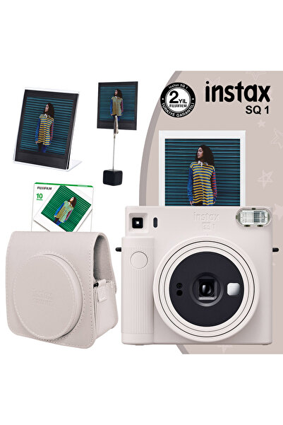 Fujifilm Instax SQ1 Beyaz Fotoğraf Makinesi 10lu Kare Film Deri Kılıf Pleksi ...