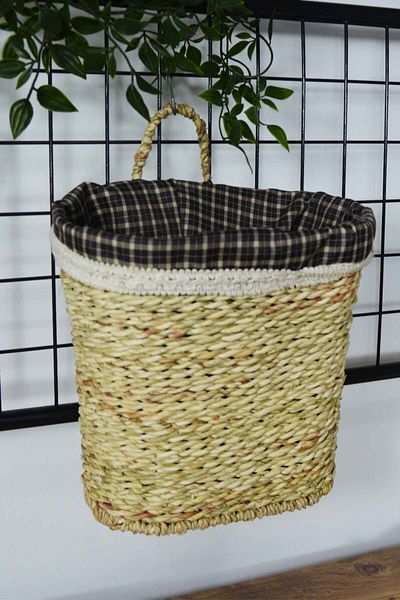 SepetçiBaba Oval Cream Wicker Door Basket