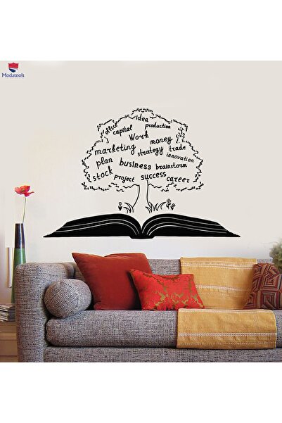 Modatools Ofis Çalışma Odası Duvar Sticker Ağaç Açık Kitap Ofis Sermaye Çalış...