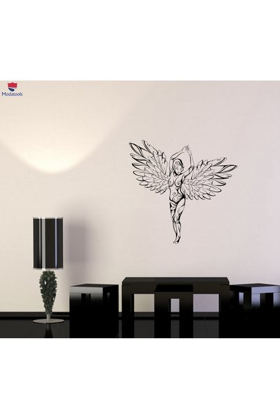 Modatools Duvar Sticker Seksi Güzel Kız Süs Kanatları Melek Kadın Fantezi Yat...