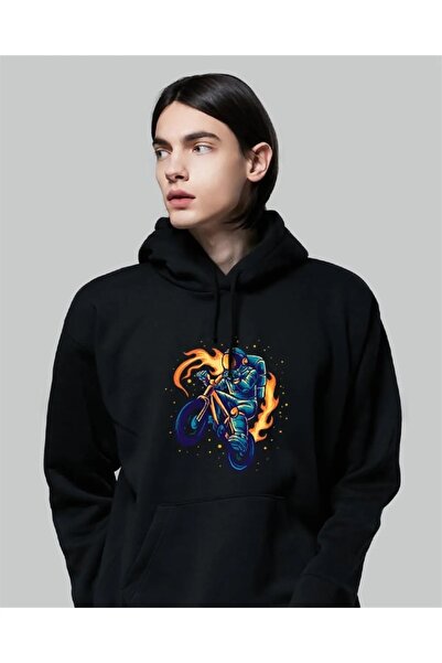 Le Savu Chitarist astronaut de culoare neagră cu glugă Swea tricou