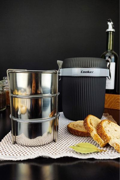 Digithome 3-Piece Food Thermos with Stainless Steel Chamber 1.2 Lt Black - Ckr3147 C320.025