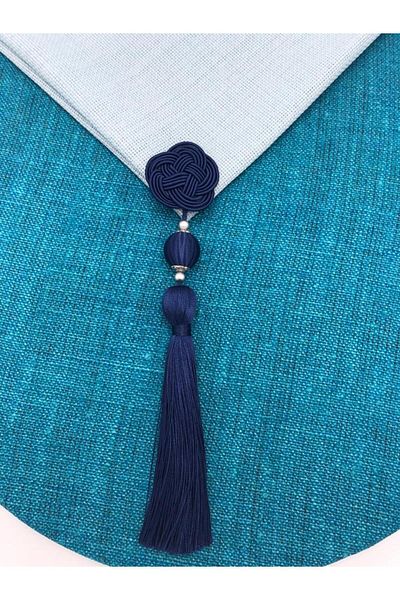 KATMERTEKS 6 Pieces Brooch Rosette Tassel Navy Blue Color