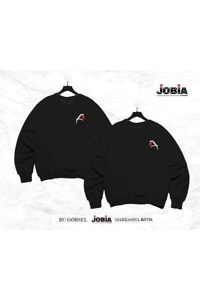 Jobia Outdoors Комплект от 2 части за жени и мъже, с принт на скелет и ръка и сърце, за любовници и двойки, с нулева яка и 3 прежди