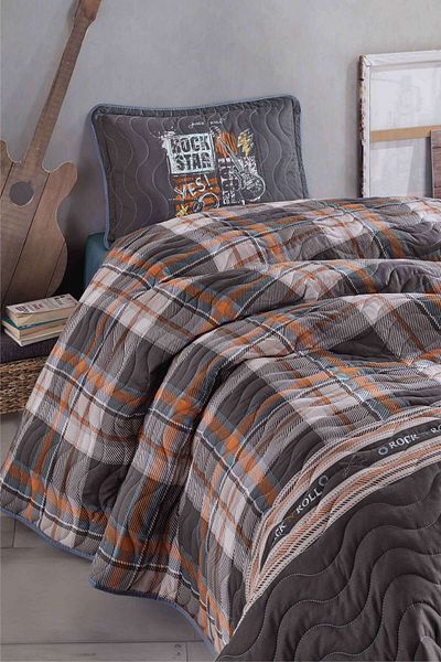 Clasy Ranforce 100% Cotton Single Bedspread Set Rock In Roll