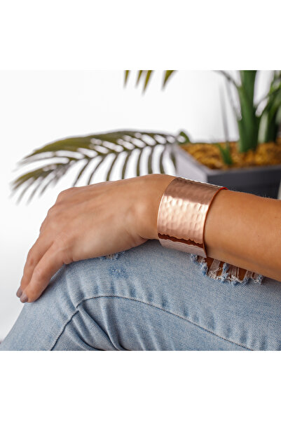 Demmex 1mm Kalın Saf Bakır Bileklik, Saf Bakır Bilezik Kelepçe, El Yapımı, Unisex, Ayarlanabilir