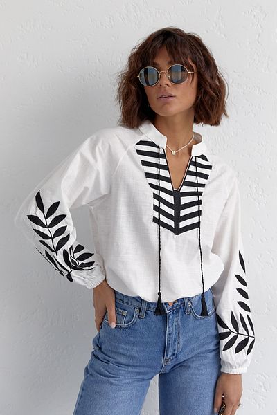FEMELLE Women's Tassel Embroidered Cotton Blouse