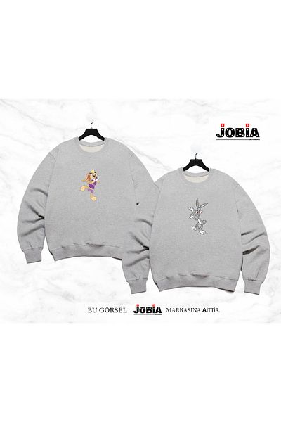 Jobia Outdoors Unisex Γυναικείες Ανδρικές Bugs Bunny Lola Printed Lover Combination Crew Neck 3 Thread Raster Σετ 2 τεμαχίων