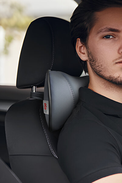 Otom Premium Deri Boyun Destek Yastığı - Füme