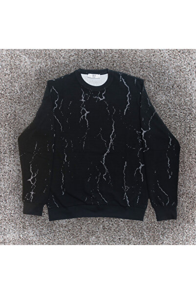 SÜVARİ MERMER DESEN RAHAT KALIP SWEATSHİRT