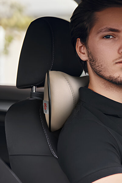 Otom Premium Deri Boyun Destek Yastığı - Bej