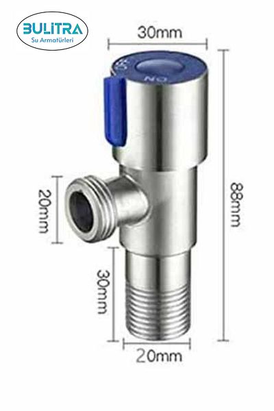 BULİTRA Su Armatürleri Intermediate Faucet - Hot and Cold Inlet Bathroom Stop Valve, Kitchen Sink (in 1/2 Out 3/8)