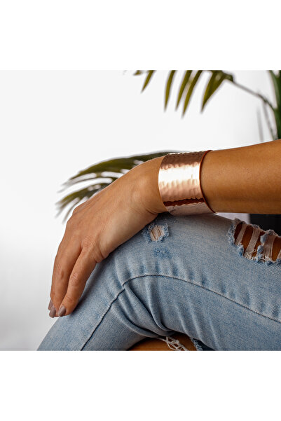 Demmex 1mm Kalın Saf Bakır Bileklik, Saf Bakır Bilezik Kelepçe, El Yapımı, Unisex, Ayarlanabilir