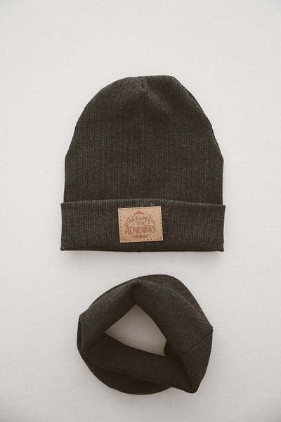 Tarkito Organic 1-3 Years Old Children's Beret & Neck Collar Set - Anthracite