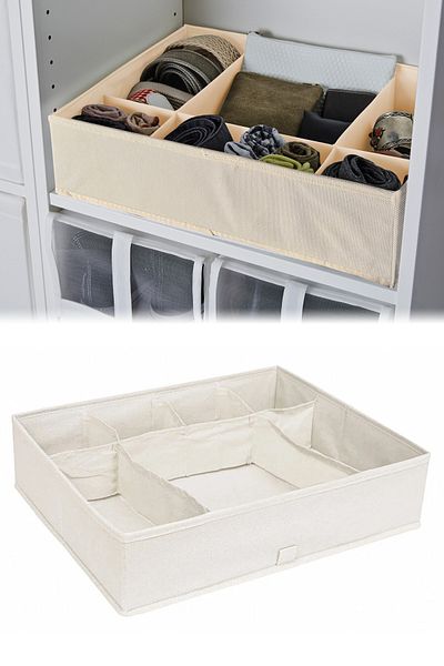 Binbirreyon 7 Compartment Drawer Organizer Compartmentalized Box Supported Cream 44x35x11cm Dd028