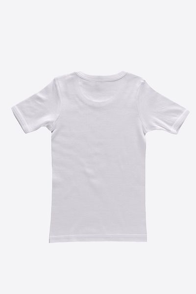 Malabadi Tricou alb pentru băiat, pachet de 3, 100% bumbac, cu gât rotund, cu mânecă scurtă, cu nervuri 90202-e