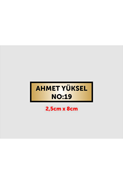 Yüksel 2,5cmx8cm Kapı İsimliği , Dolap İsimliği ,aliminyum Metal Numara Arkası Yapışkanlı GOLD RENK