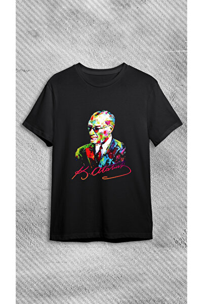 VİZYON İKRA تي شيرت مطبوع عليه صورة غازي مصطفى كمال أتاتورك مع نظارات الكاريز...