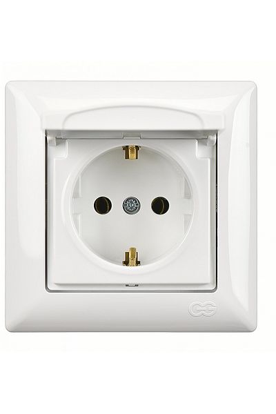 Günsan Visage White Covered Grounded Socket + Frame