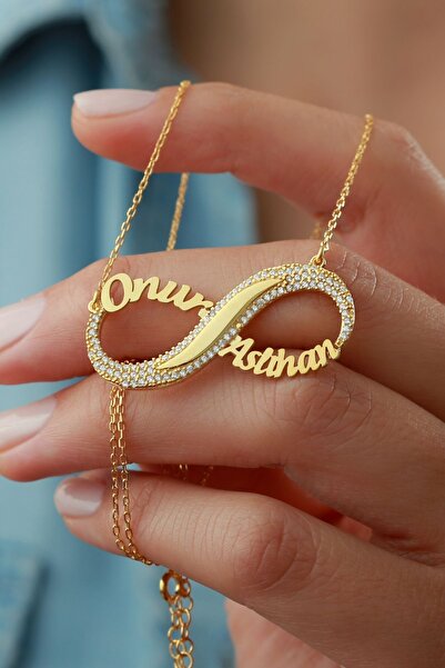 Silvano Jewelry 925 Ayar Gümüş Isimli Taşlı Sonsuzluk Kolyesi