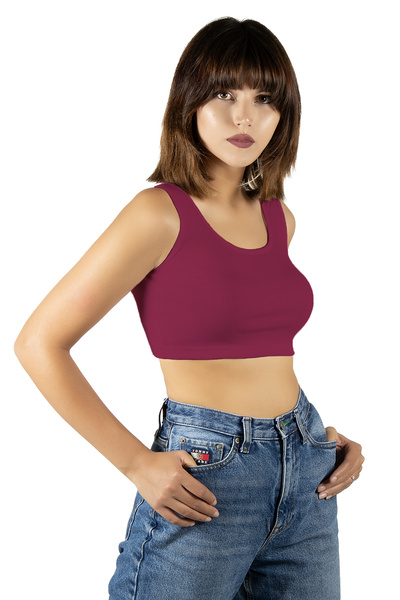 BUCADO Φούξια φαρδύ λουράκι Εφαρμοσμένο/Καταμονωμένο εσώρουχο Crop Top