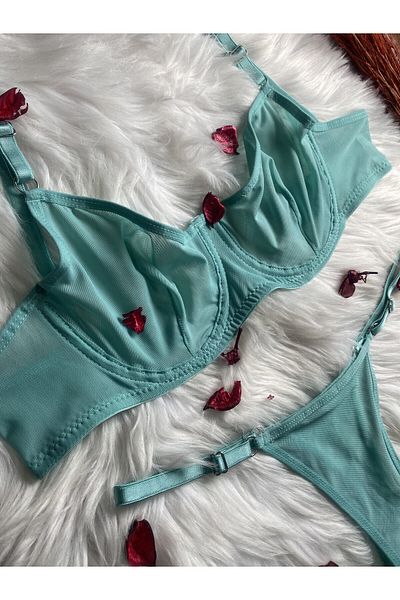 KİVİK WOMEN'S GREEN STYLISH BRA SET