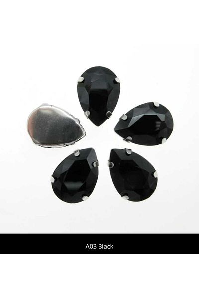 yiğit aksesuar 13X18 (1.8 cm) Black Drop Case Planted Glass Stone 40 Pieces
