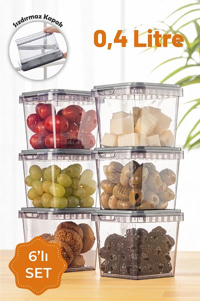 Vienev 0.4 Liter Block - Set of 6 Anthracite Storage Containers