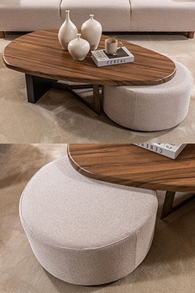 Eymense Capella Ceviz Puflu Orta Sehpa