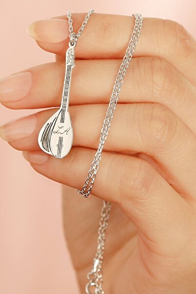 Silvano Jewelry 925 Ayar Gümüş Isimli Bağlama Saz Kolye