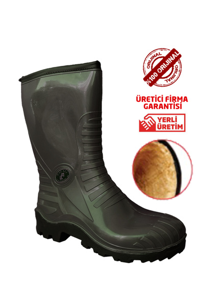 PALALI Pvc Soğuk Hava Iş Av Outdoor Kar Çizmesi - Peluş Astar - Kaymaz - Su Geçirmez - O4 Sertifika