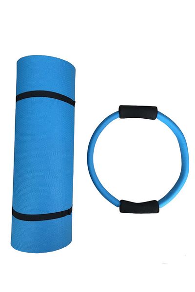 CKSpor Covoraș de Pilates cu două fețe de 14 mm Cerc de Pilates de 35 cm Set de 2 Pilates