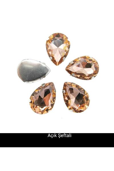 yiğit aksesuar 13X18 (1.8 cm) Light Peach Drop Case Planted Glass Stone 10 Pieces
