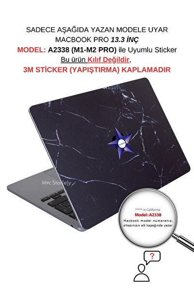 Mcstorey Macbook Pro M1-m2 Kılıf 13inç Sticker Yapıştırma A2338 Ile Uyumlu Koruyucu Laptop Kaplama Marble14