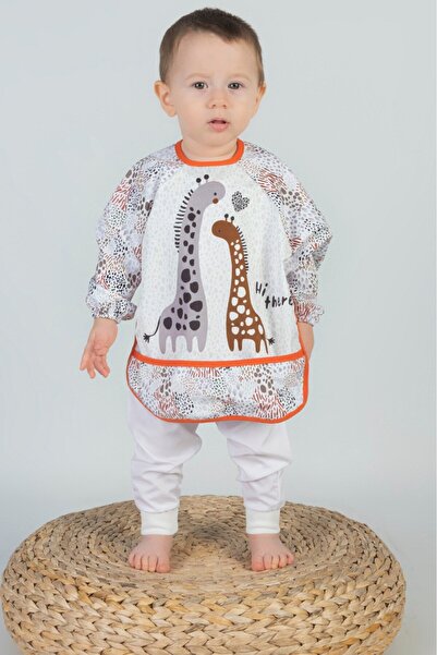 dubi baby New Giraffe Pattern Baby Bib with Sleeves Liquid Proof