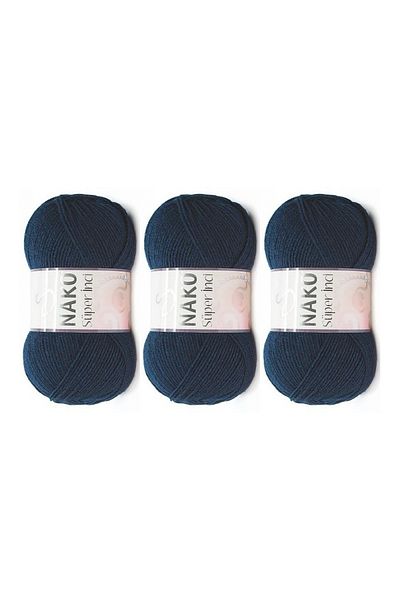 NAKO Πλεκτό νήμα χειρός Super Pearl 100 Gr 3 ΤΕΜ Navy Blue