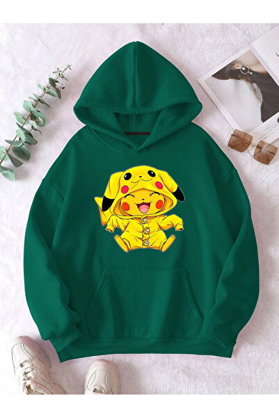 Adrift Hanorac unisex pentru bărbați/femei Pikachu, colorat, cu imprimeu pers...