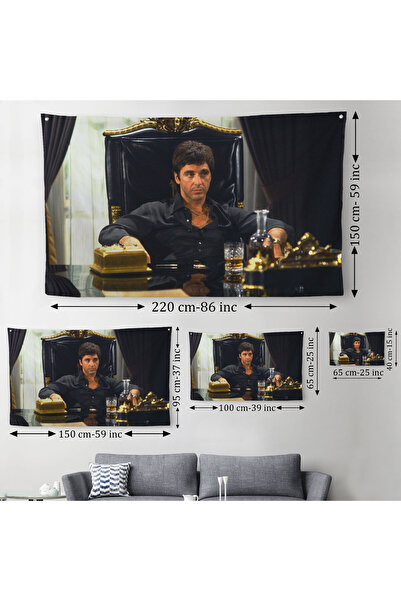 Harita Sepeti Scarface Alpacino İtalyan Mafya Kanvas Duvar Örtüsü-Halısı-5137