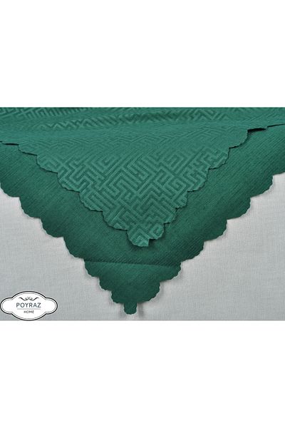 POYRAZ Matte Patterned Chenille Emerald Green Double Sided Sofa Sofa Bed Cover Shawl