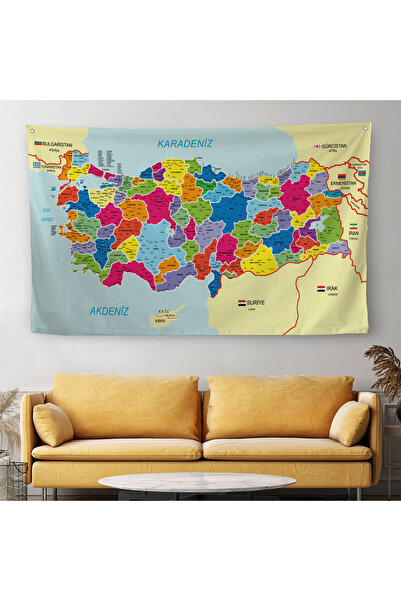 Harita Sepeti Hartă decorativă detaliată a Turciei cu covor de perete pentru ...