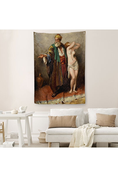 Harita Sepeti Çıplak Arap Cariyesi Dekoratif Duvar Örtüsü - Halısı-6136