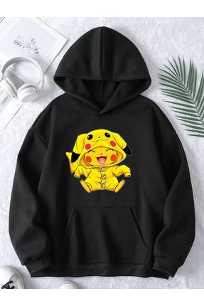 Adrift Unisex Erkek Kad n Pikachu Renkli Ozel Bask l Oversize Kapu onlu Sweatshirt Fiyat Yorumlar Trendyol