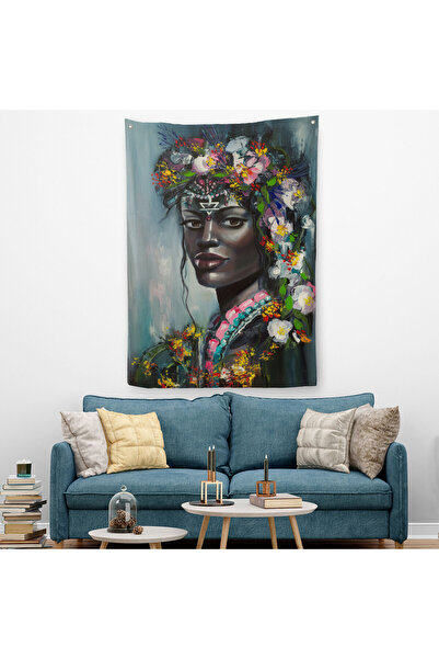 Harita Sepeti غطاء حائط نسائي أفريقي مع تاج زهرة - سجادة-5979