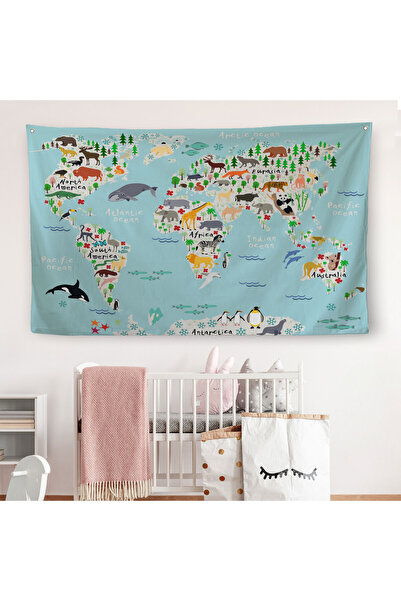 Harita Sepeti Eğitici Dünya Haritası Dünya Atlası Çocuk Ve Bebek Odası Duvar ...