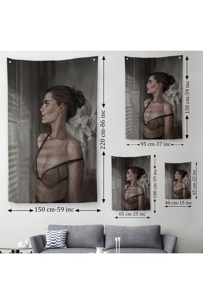 Harita Sepeti Beautiful Woman Looking Out of the Window Wall Covering - Carpet-5257