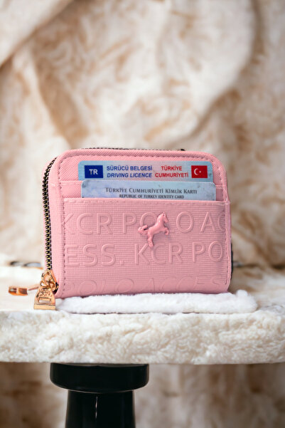 dericom Kadın Yazı Desenli Fermuarlı Bol Kartlıklı Dayanıklı Şık Pudra Cüzdan...